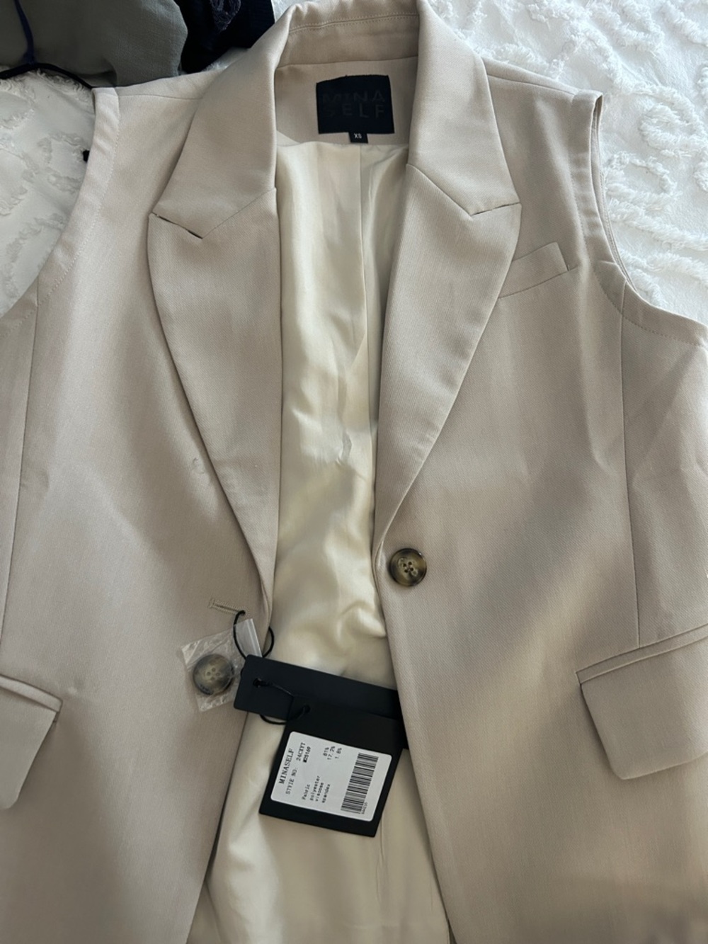 Beige Sleeveless Blazer Vest